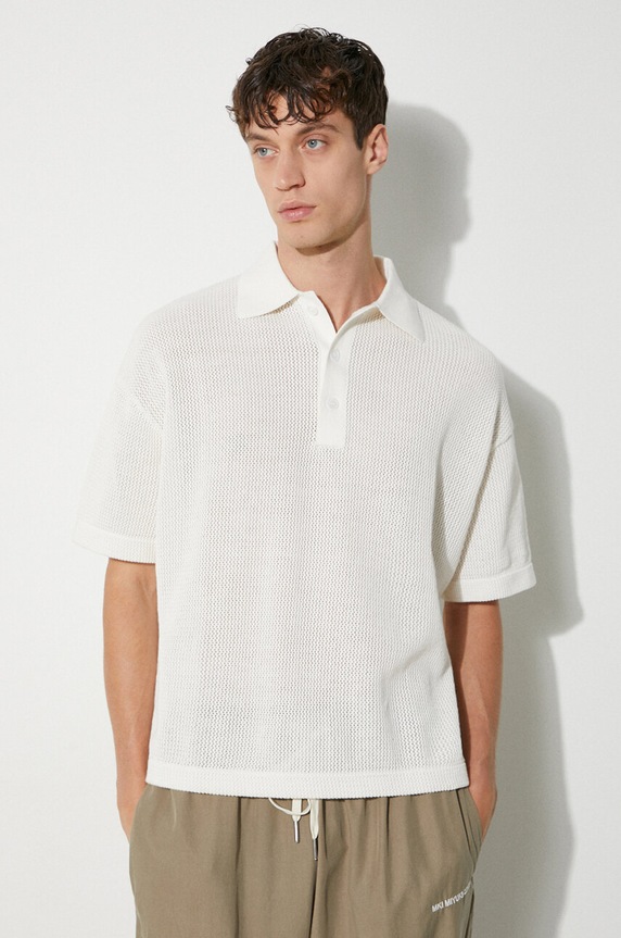 MKI MIYUKI ZOKU cotton polo shirt Loose Gauge Polo cotton white LOOSE.GAUGE.POLO