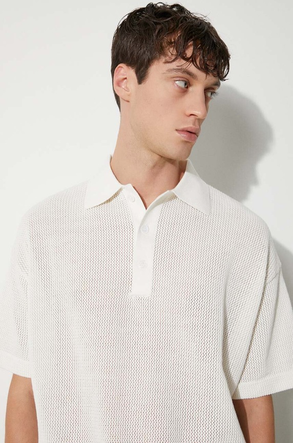 MKI MIYUKI ZOKU cotton polo shirt Loose Gauge Polo LOOSE.GAUGE.POLO white