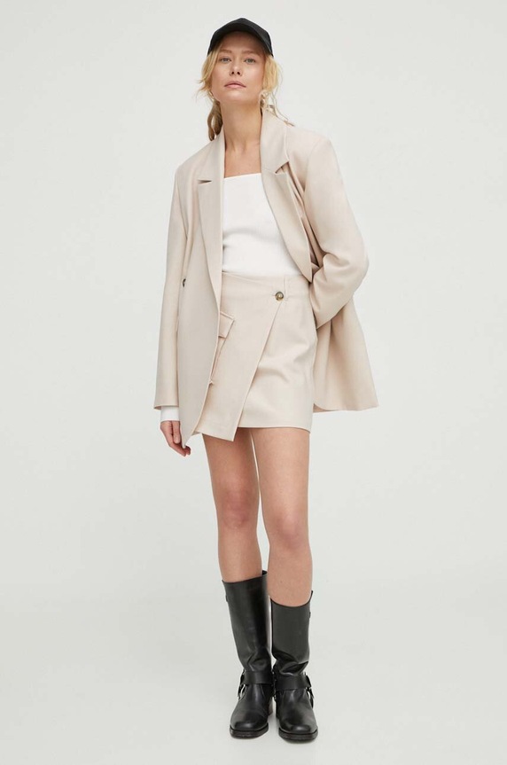 Herskind spódnica z domieszką wełny Carolina 5012993 beżowy SS24