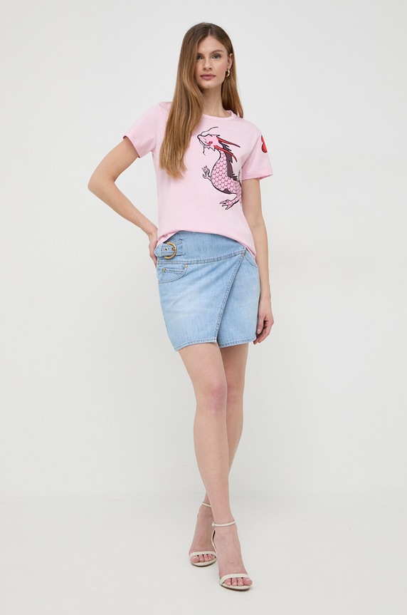 Rifľová sukňa Pinko 102763.A1JN modrá SS24