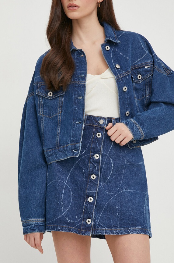 Pepe Jeans spódnica jeansowa WINNIE LOGO wzorzyste granatowy PL901097