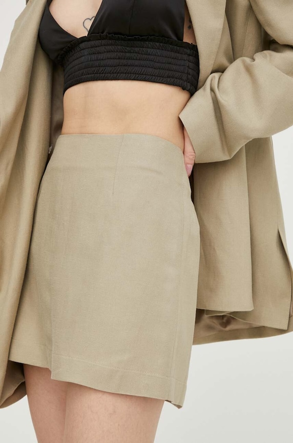 Herskind spódnica z domieszką lnu Debby casual beżowy 5109840