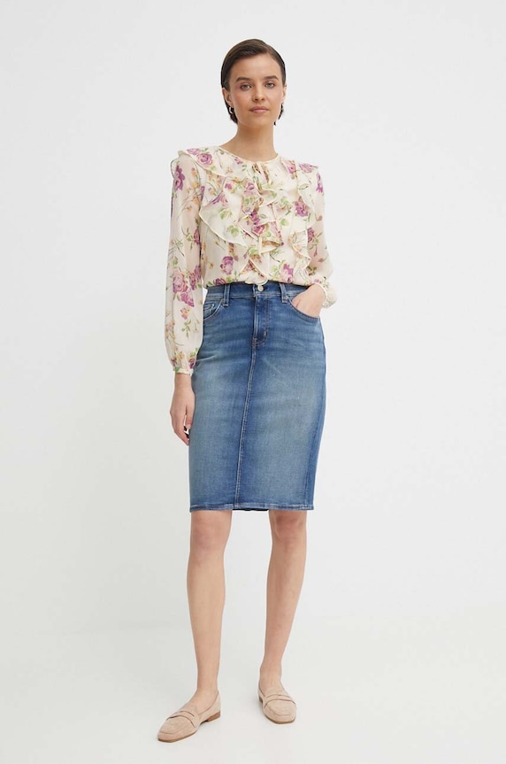Rifľová sukňa Lauren Ralph Lauren 200817846 modrá SS25