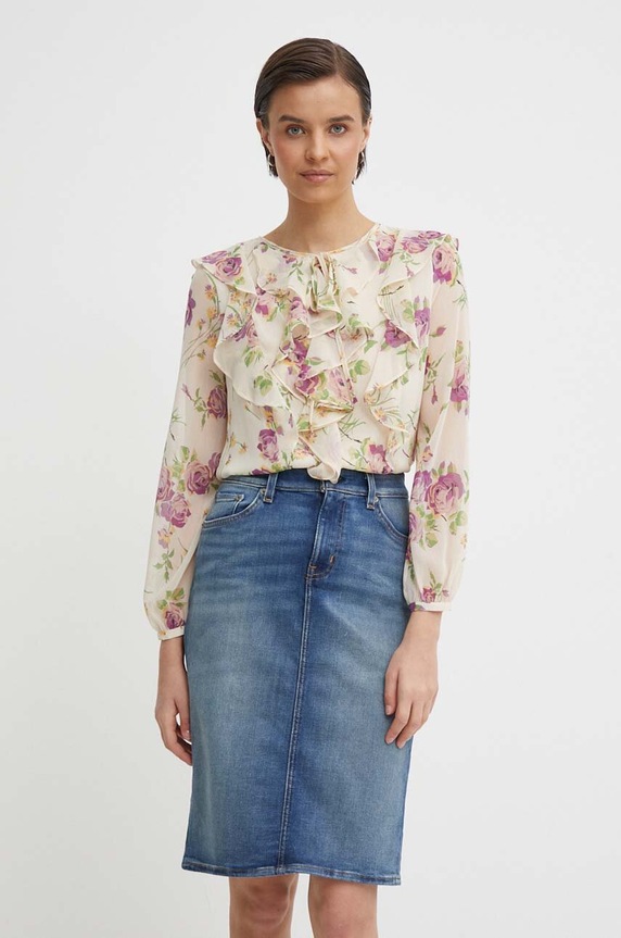 Rifľová sukňa Lauren Ralph Lauren modrá 200817846