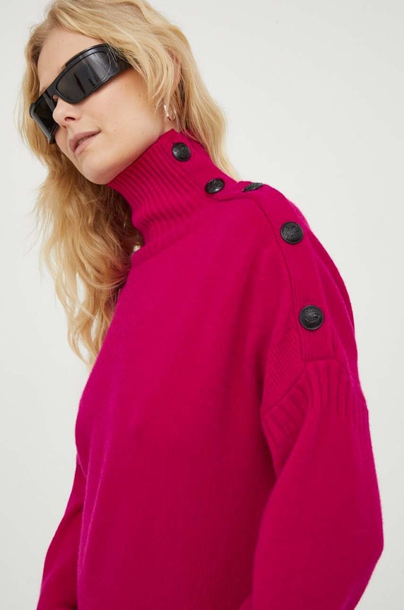 The Kooples sweter wełniany różowy FPUL28001K