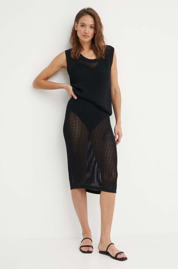 Pamučna suknja United Colors of Benetton 101TD001D crna SS24