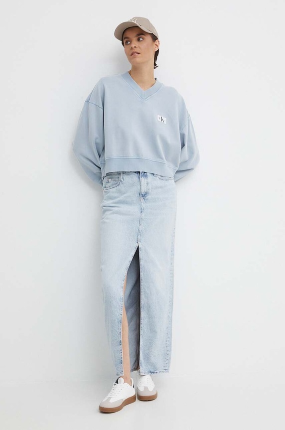 Дънкова пола Calvin Klein Jeans дънков син J20J222814
