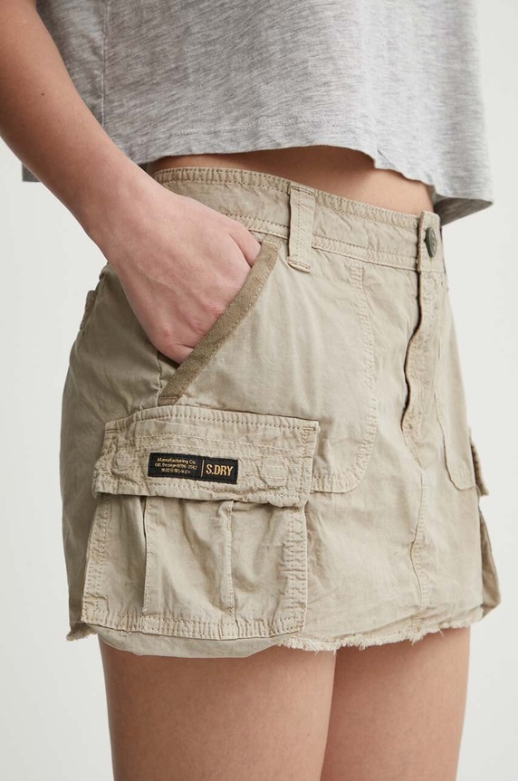 Odzież Superdry spódnica bawełniana W7210305A.8MB beżowy