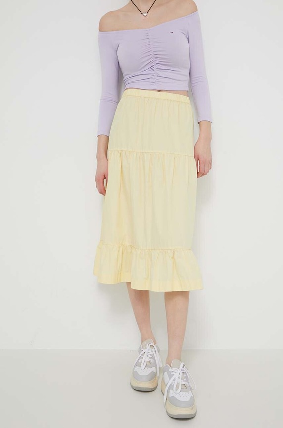 Ruházat Tommy Jeans pamut szoknya DW0DW17876 sárga