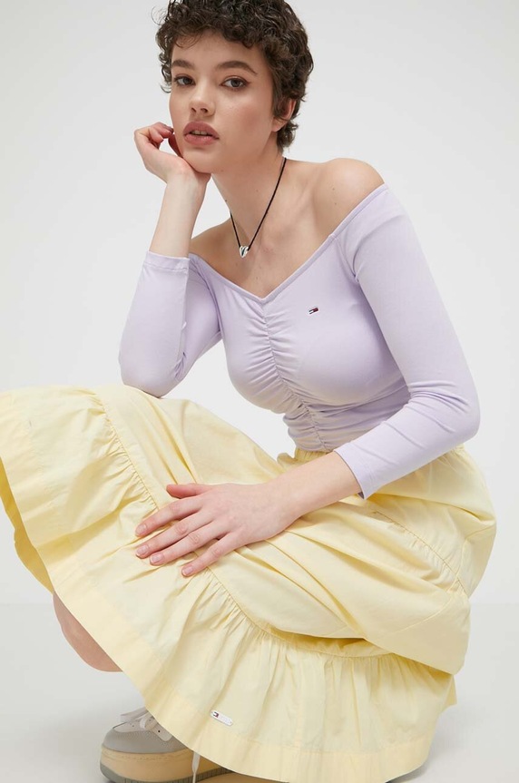 Tommy Jeans pamut szoknya sárga DW0DW17876