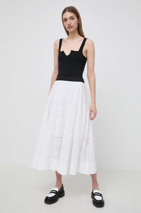Karl Lagerfeld spódnica bawełniana 241W1200 beżowy SS24