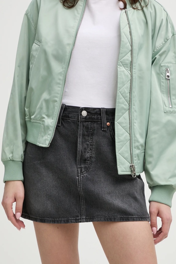 Rifľová sukňa Levi's rifľovina sivá A4694