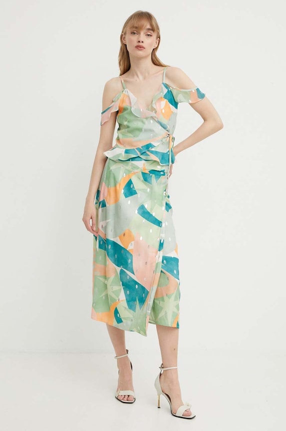 Never Fully Dressed spódnica NFDSK426.Green multicolor SS24
