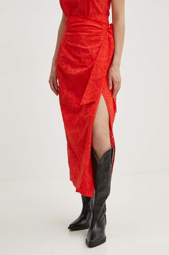 Bavlněná sukně Never Fully Dressed Jaspre Skirt nášivka červená NFDSK455