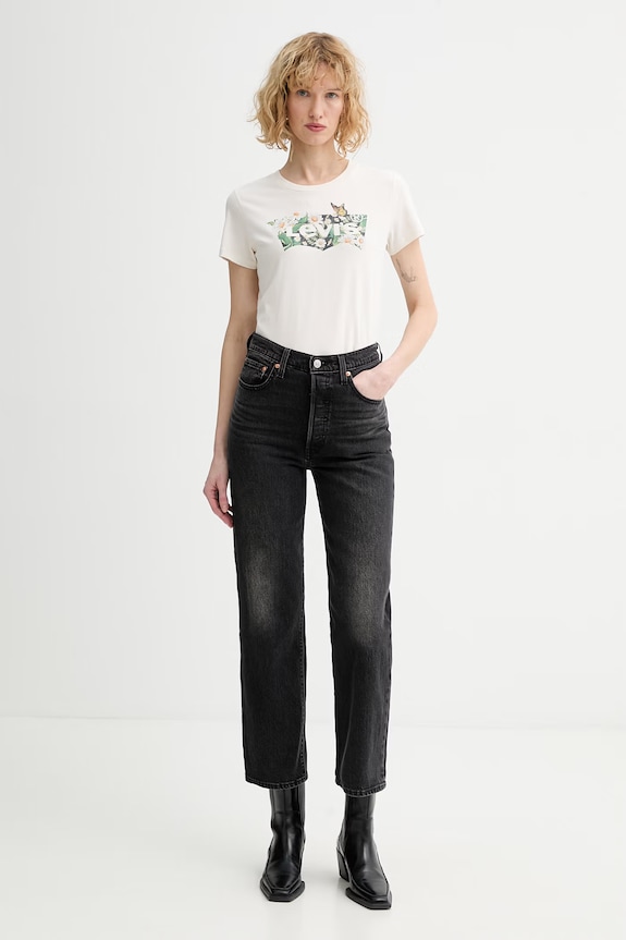 Τζιν παντελόνι Levi's RIBCAGE STRAIGHT 72693 μαύρο AA00
