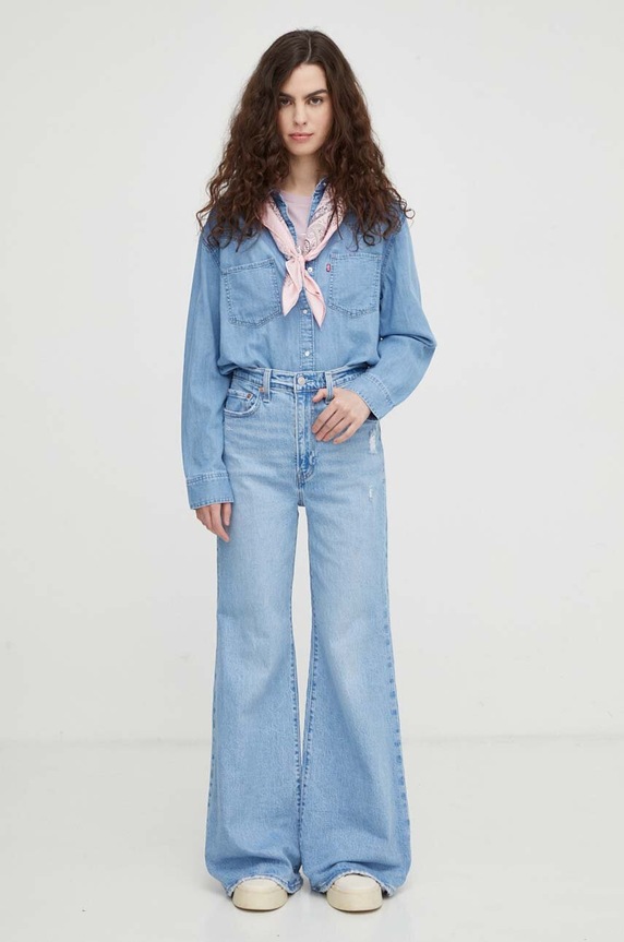 Levi's jeansy RIBCAGE BELLS A7503 niebieski AA00