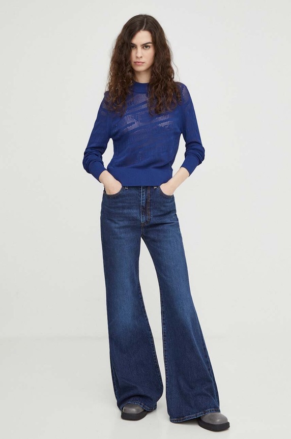 Levi's jeansy RIBCAGE BELLS A7503 granatowy AA00