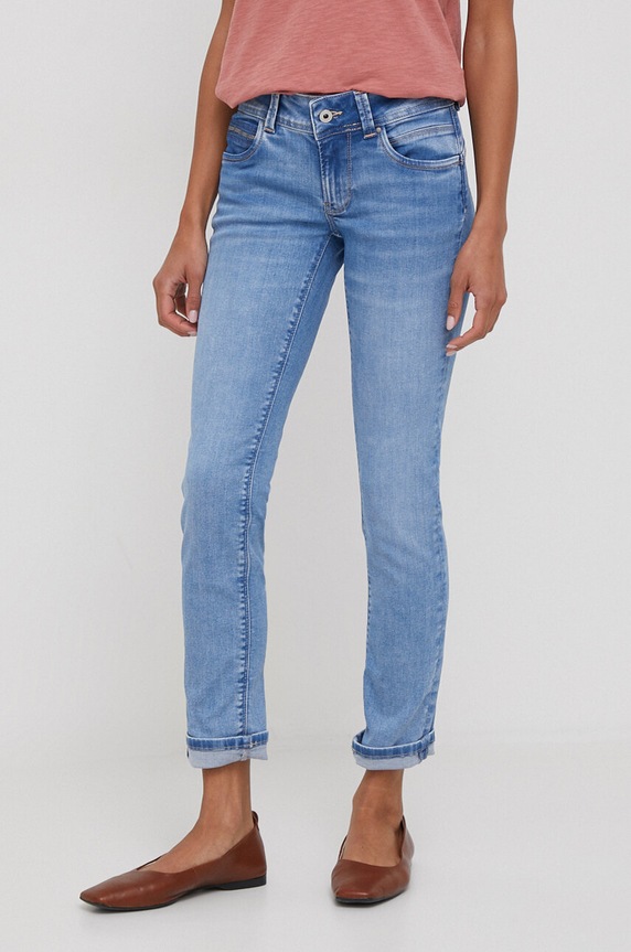 Pepe Jeans jeansy SLIM JEANS LW Planet friendly niebieski PL204585XW3