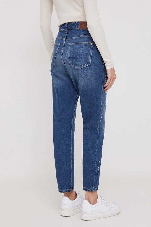 Odzież Pepe Jeans jeansy TAPERED JEANS UHW SPARKLE PL204601 granatowy