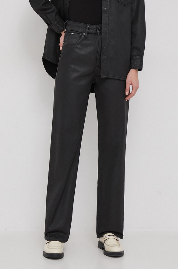 Pepe Jeans jeansy STRAIGHT JEANS UHW COATED Planet friendly czarny PL204602