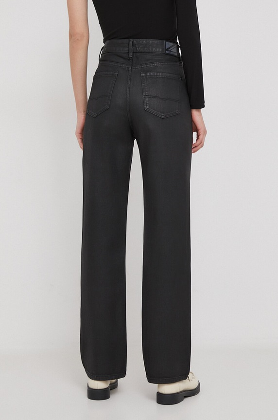 Odzież Pepe Jeans jeansy STRAIGHT JEANS UHW COATED PL204602 czarny