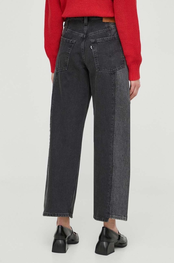 Ρούχα Τζιν παντελόνι Levi's BAGGY CROP A7463 μαύρο