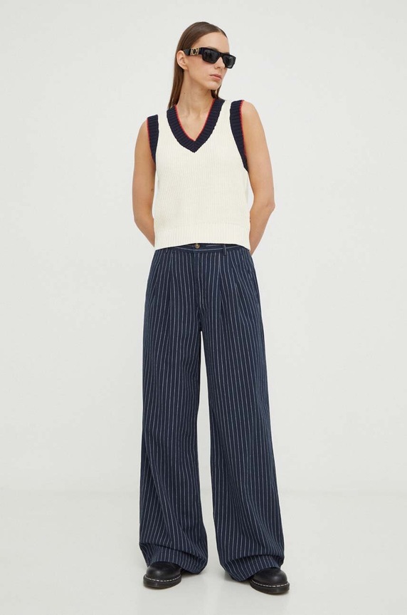 Kalhoty Levi's PLEATED WIDELEG A7535 námořnická modř AW24