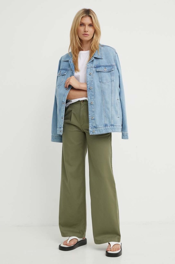 Hlače Levi's PLEATED WIDELEG A7535 zelena AW24