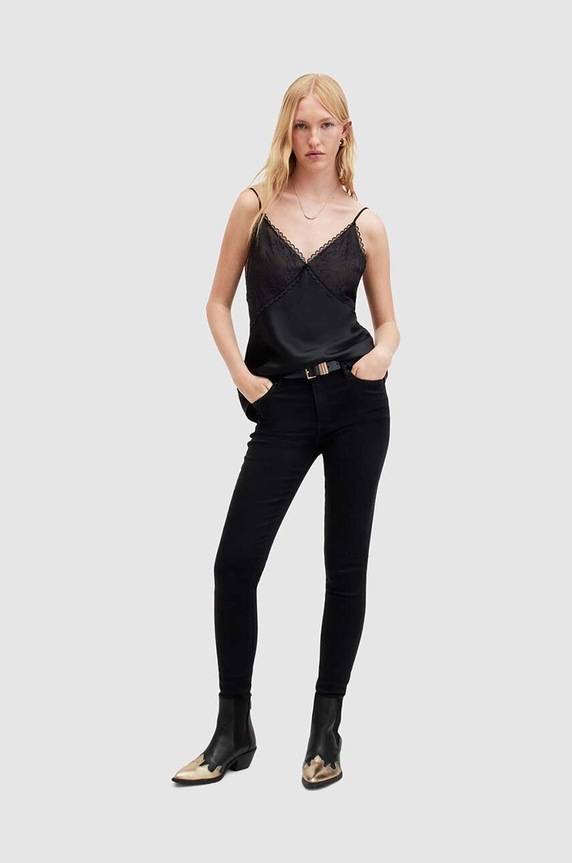AllSaints jeansy MILLER SIZEME Planet friendly czarny W063EA