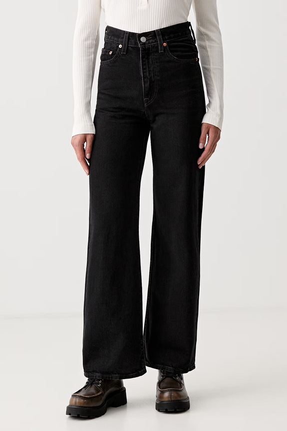Levi's széles szárú női RIBCAGE WIDE LEG fekete A6081