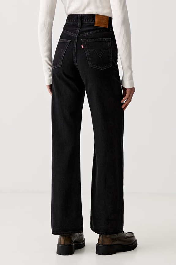 Ruházat Levi's széles szárú női RIBCAGE WIDE LEG A6081 fekete