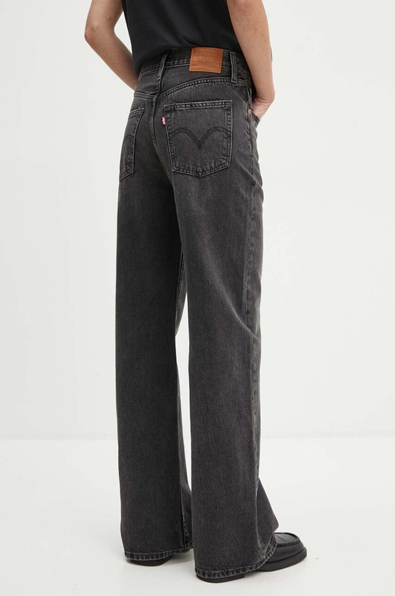 Odzież Levi's jeansy RIBCAGE WIDE LEG A6081 czarny