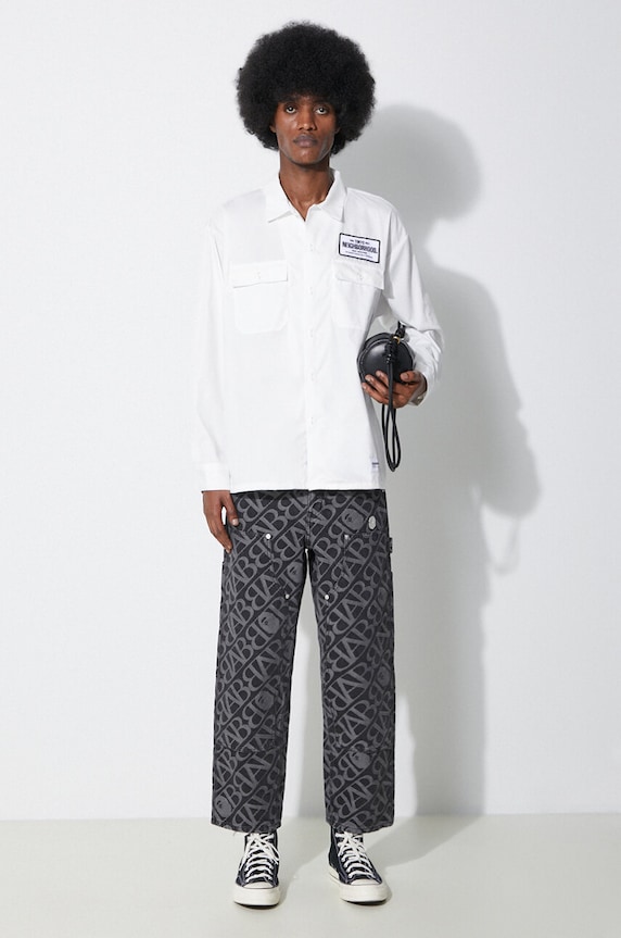 Памучни дънки A Bathing Ape Metal One Point Double Knee Denim Work Pants 1J80150052 черен SS24