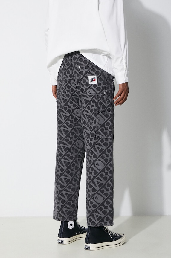Дрехи Памучни дънки A Bathing Ape Metal One Point Double Knee Denim Work Pants 1J80150052 черен