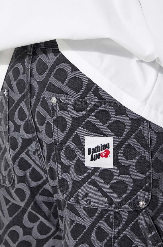 Памучни дънки A Bathing Ape Metal One Point Double Knee Denim Work Pants 1J80150052 черен