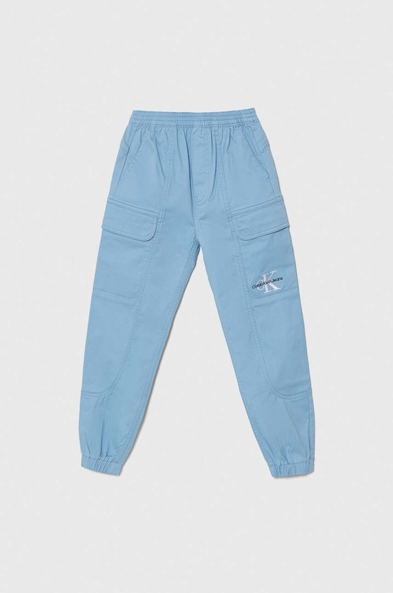 Calvin Klein Jeans spodnie dziecięce z elastanem niebieski IB0IB01675.PPYH