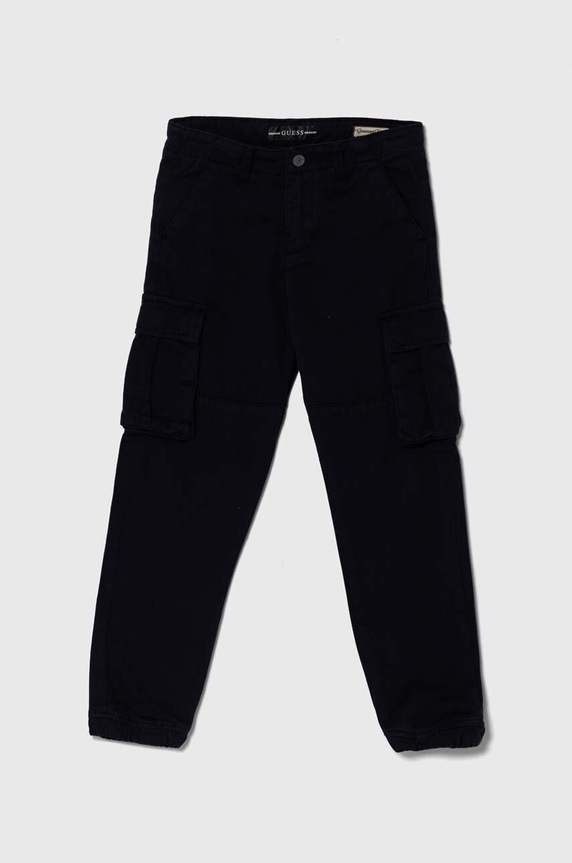 Παιδικό βαμβακερό παντελόνι Guess βαμβάκι σκούρο μπλε N3YB04.WE1L0.PPYH