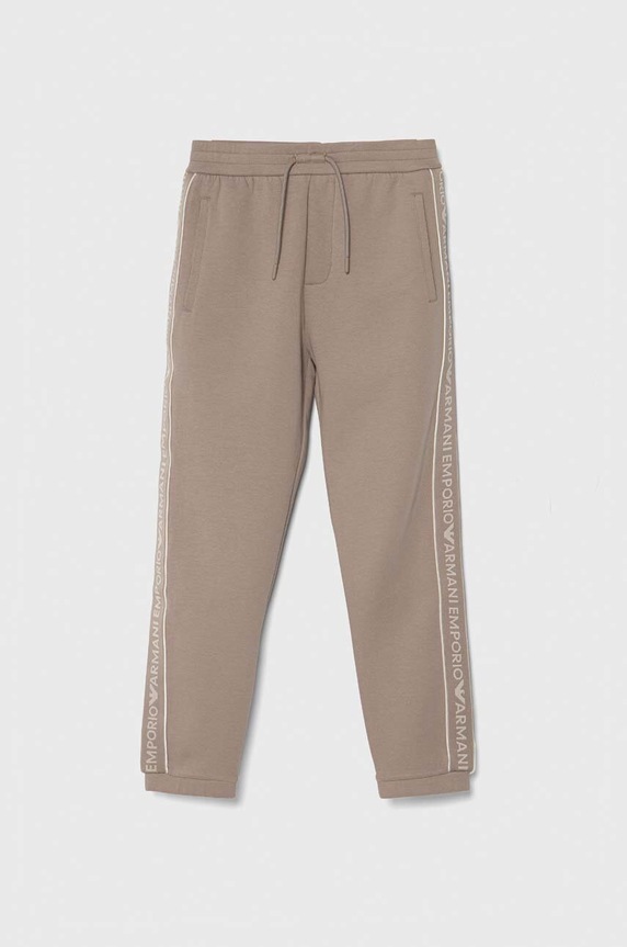 Emporio Armani spodnie dresowe dziecięce aplikacja brązowy 3D4P68.1JHSZ