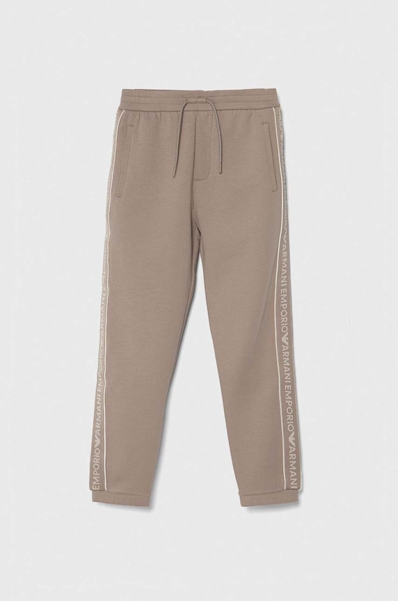 Emporio Armani spodnie dresowe dziecięce aplikacja brązowy 3D4P68.1JHSZ
