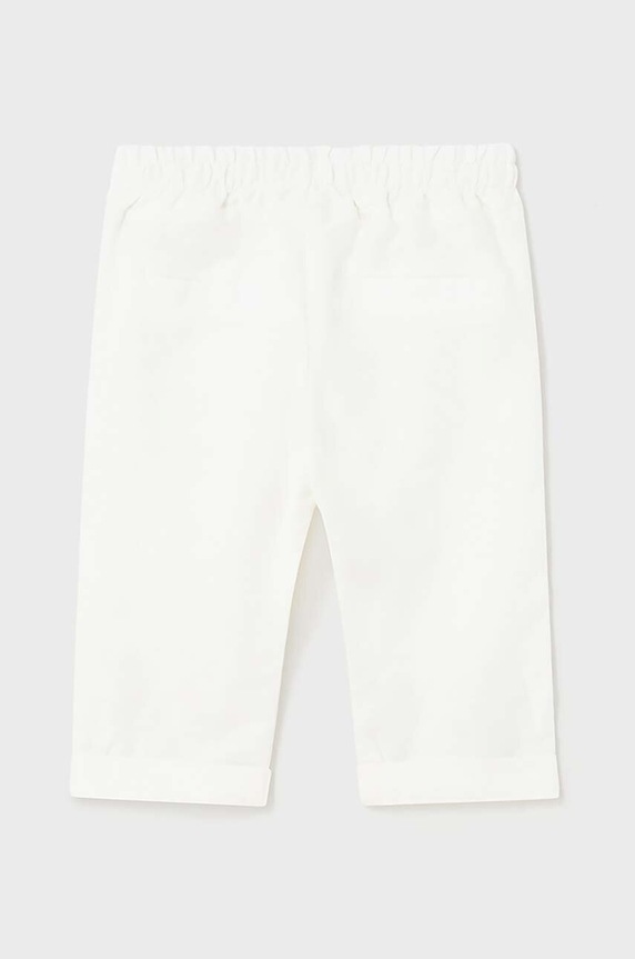 Παντελόνι με λινό μείγμα για παιδιά Mayoral Newborn 1538.1N.Newborn.PPYH λευκό SS24