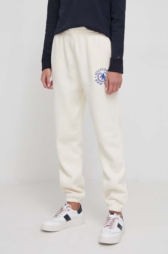 Donji dio trenirke Tommy Hilfiger pletivo bež WW0WW40601