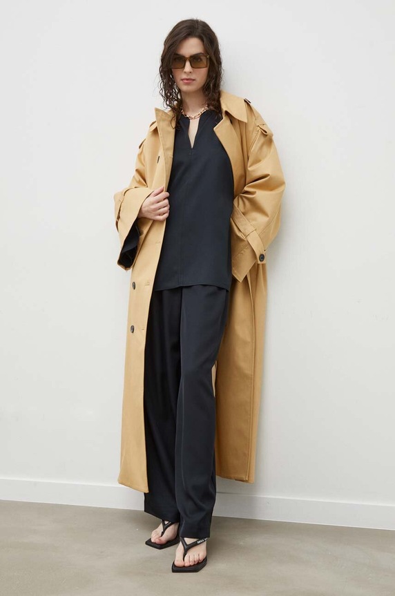 Kalhoty By Malene Birger Q71875021Z černá SS25