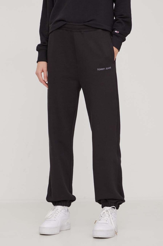 Odjeća Pamučni donji dio trenirke Tommy Jeans DW0DW17309 crna