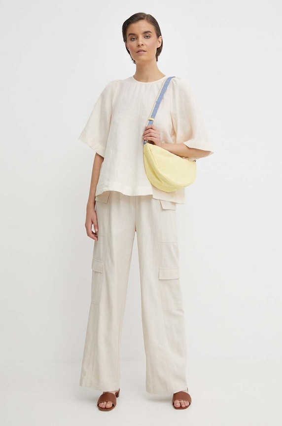 Plátěné kalhoty Dkny DJ4P3015 béžová SS24