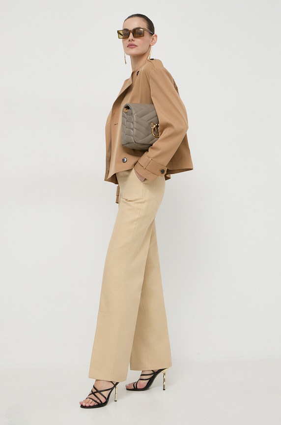 Twinset pantaloni din amestec de in 241TP2562 bej SS24