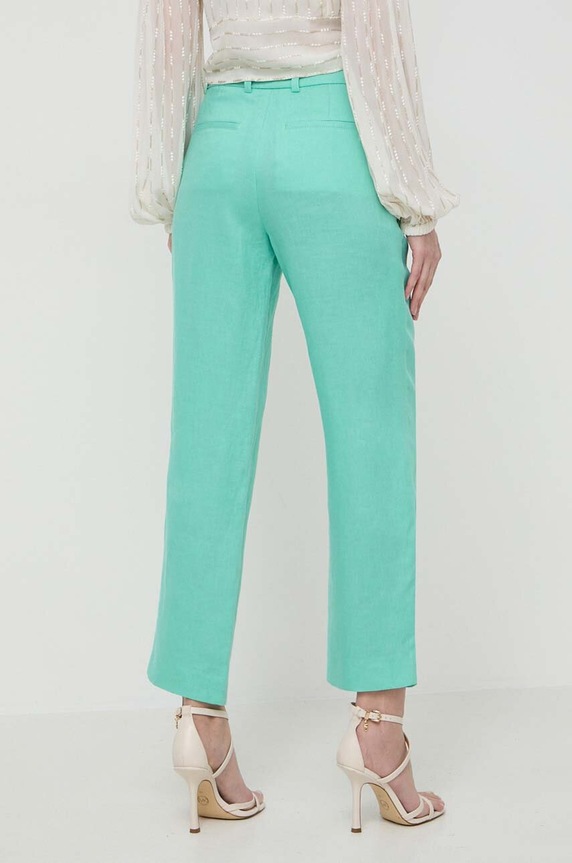 Îmbrăcăminte Luisa Spagnoli pantaloni din in ARGANO 541139 verde
