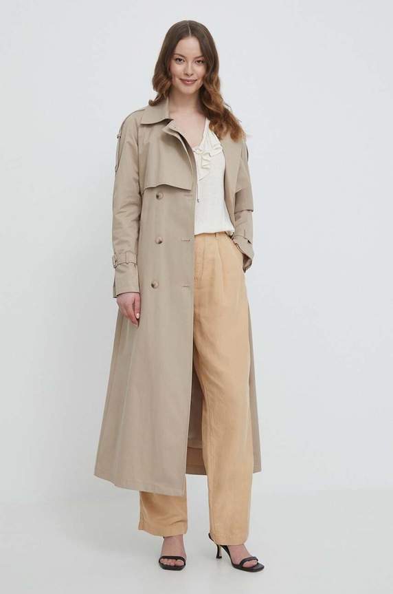 Tommy Hilfiger pantaloni din amestec de in WW0WW41355 bej SS24