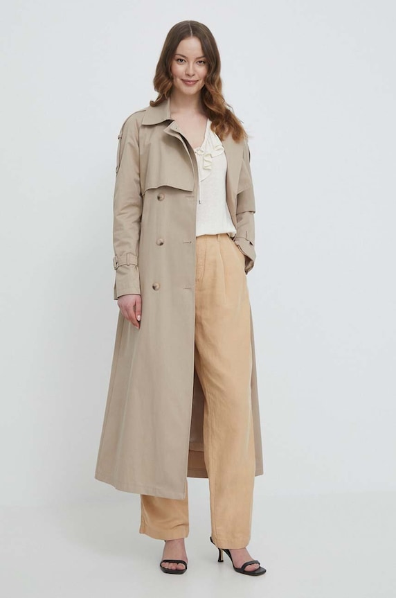 Tommy Hilfiger pantaloni din amestec de in WW0WW41355 bej SS24