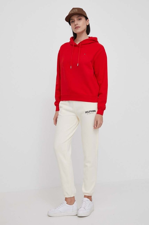 Pamučni donji dio trenirke Tommy Hilfiger WW0WW41572 bež SS24