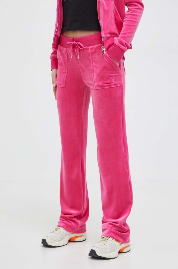 Juicy Couture spodnie dresowe welurowe dzianina różowy JCAP180.658